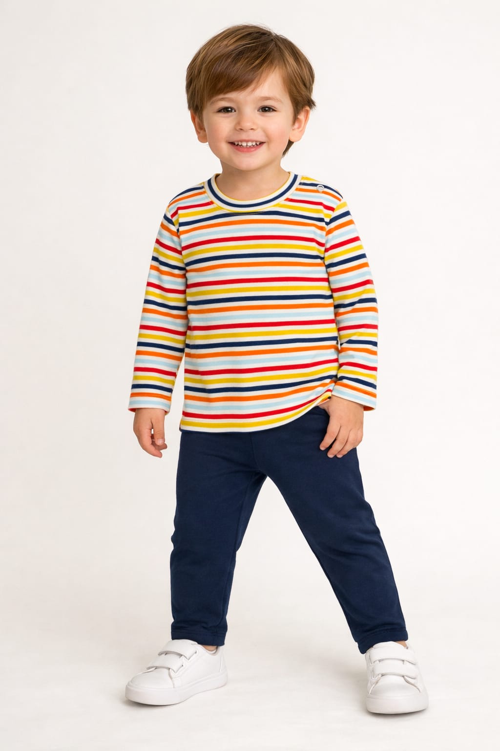 Kids Striped T-Shirt & Solid Pants Set
