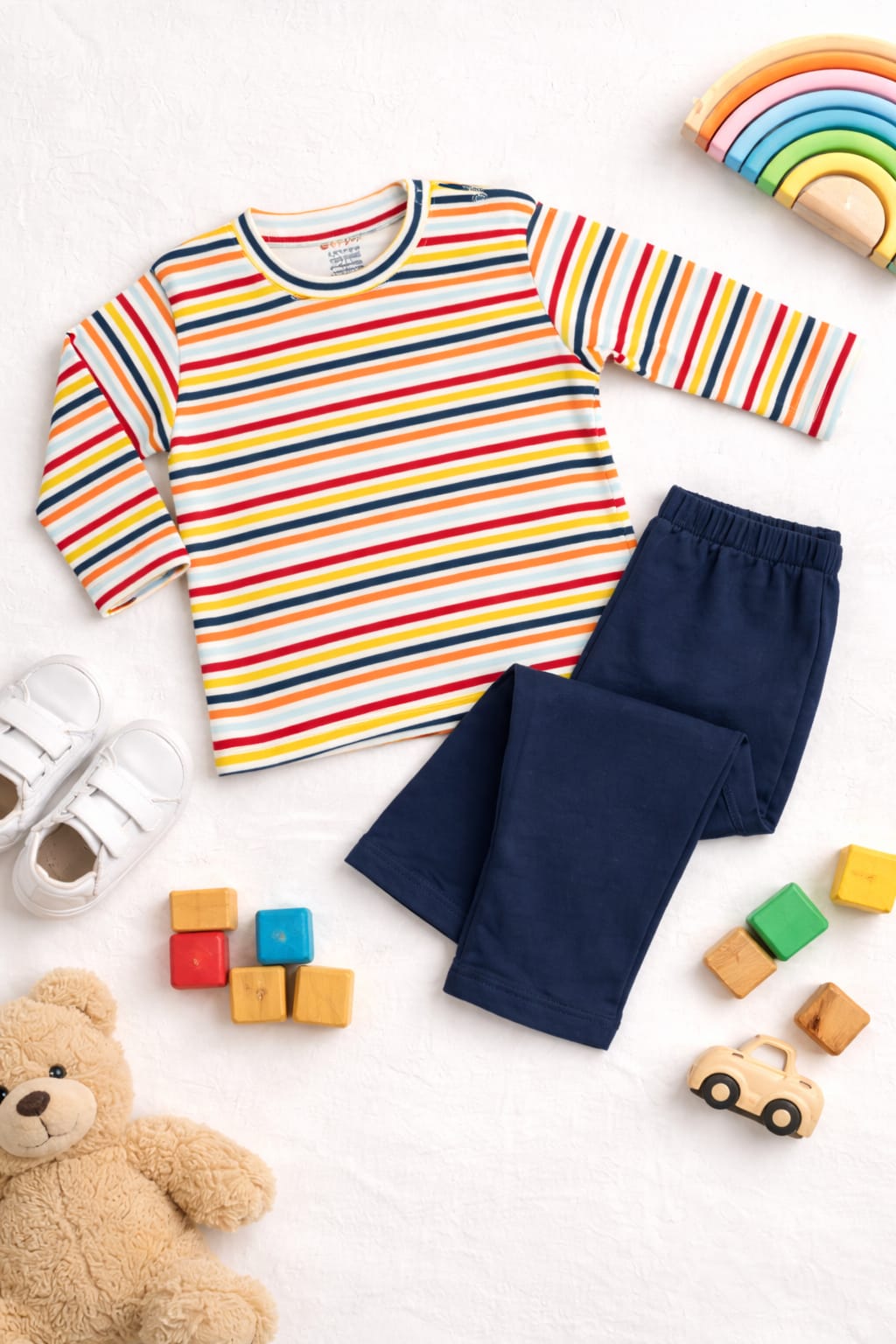 Kids Striped T-Shirt & Solid Pants Set